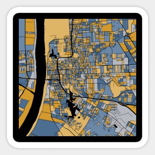 Baton Rouge Map Pattern in Blue & Gold Sticker